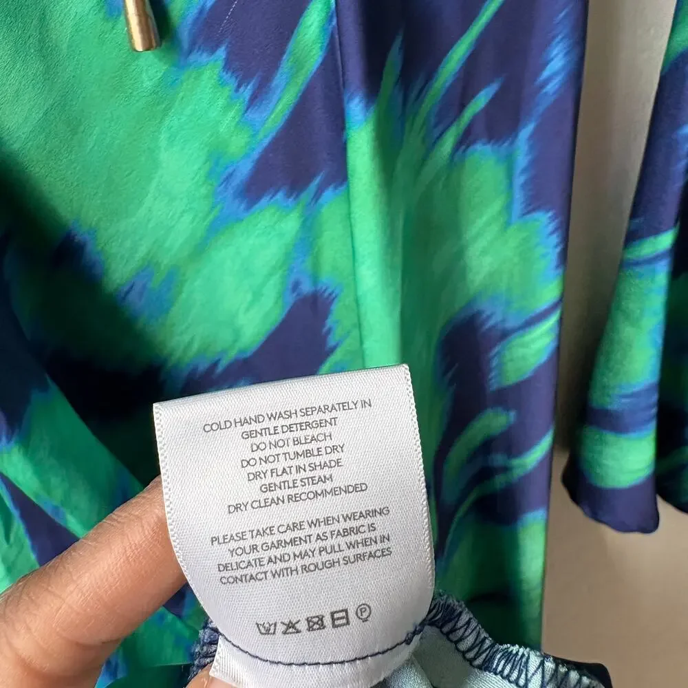 The Wolf Gang Dress Calypso Green Blue Abstract Long Sleeve Maxi Dress Size M - Picture 12 of 12